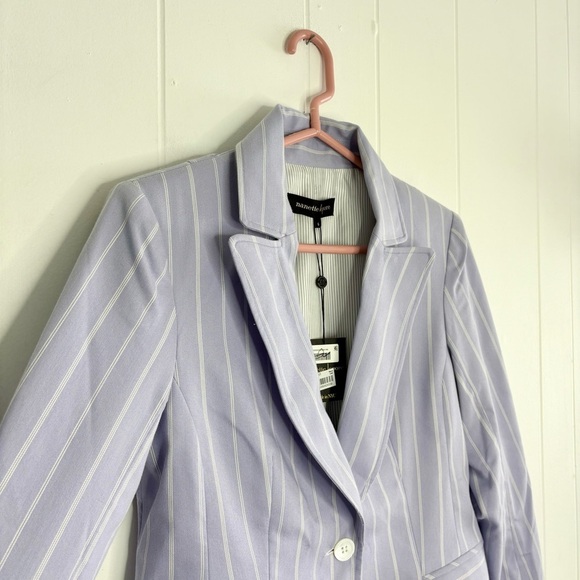 NWT Nanette Lepore Lavender Stripe Denim One Button Blazer Fall Preppy Size 6 - Picture 4 of 8